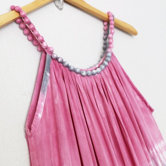 Napua Collection Honolulu Hawaii Beaded Halter Neck Maxi Dress Tie Dye Ombre OS - Picture 13 of 13